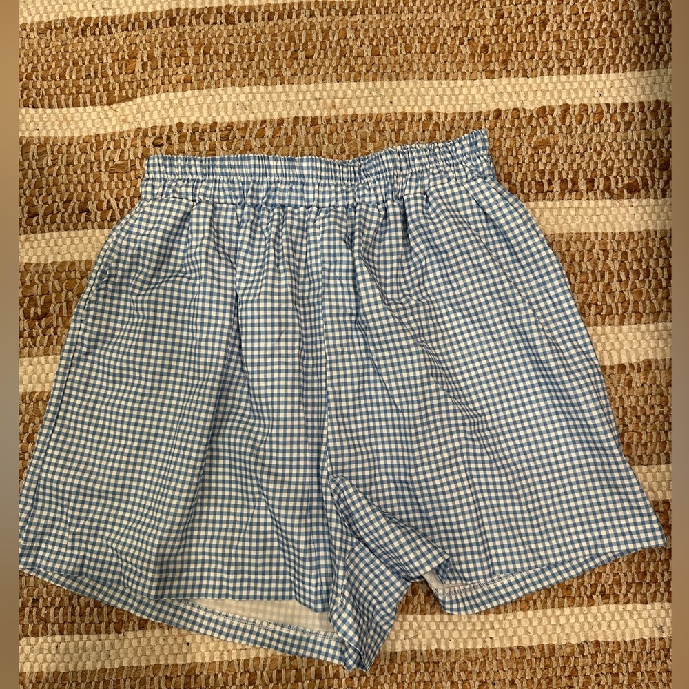 Blue Gingham Checkered Shorts